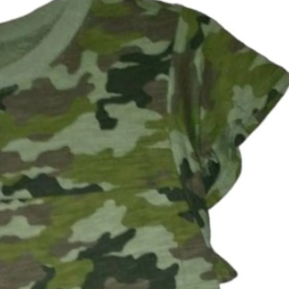 TIME & TRU women's Shirt green camo flutter sleeve Small 4-6 W-093 - Picture 3 of 9